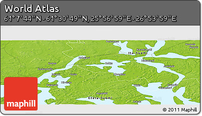 Physical Panoramic Map of the Area around 61° 19' 16" N, 26° 25' 29" E