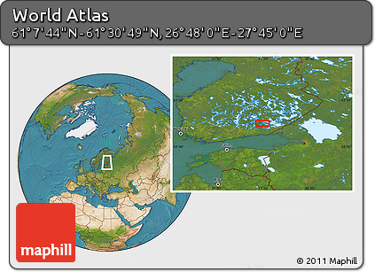 Satellite Location Map of the Area around 61° 19' 16" N, 27° 16' 29" E