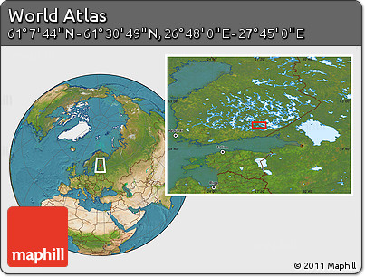 Satellite Location Map of the Area around 61° 19' 16" N, 27° 16' 29" E