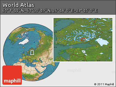 Satellite Location Map of the Area around 61° 19' 16" N, 27° 16' 29" E