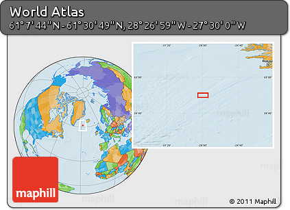 Political Location Map of the Area around 61° 19' 16" N, 27° 58' 30" W