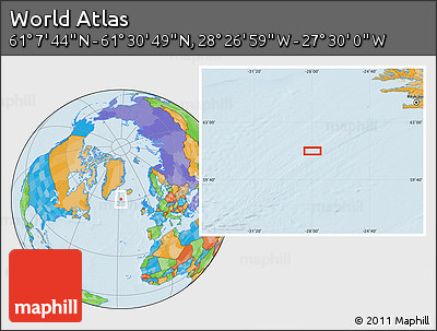Political Location Map of the Area around 61° 19' 16" N, 27° 58' 30" W