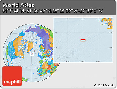 Political Location Map of the Area around 61° 19' 16" N, 27° 58' 30" W