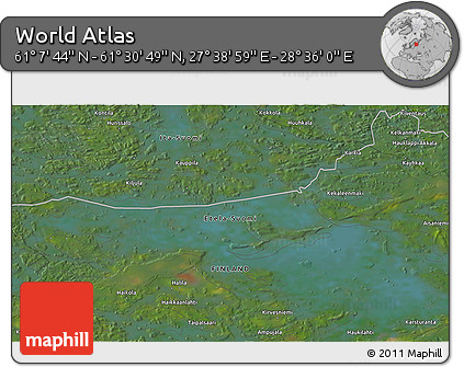 Satellite 3D Map of the Area around 61° 19' 16" N, 28° 7' 30" E