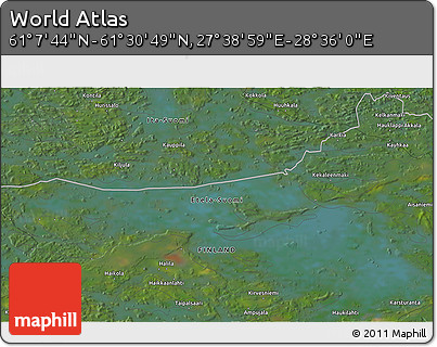 Satellite 3D Map of the Area around 61° 19' 16" N, 28° 7' 30" E