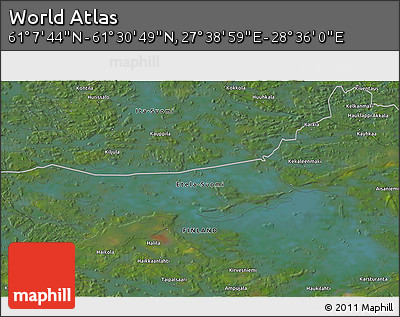 Satellite 3D Map of the Area around 61° 19' 16" N, 28° 7' 30" E