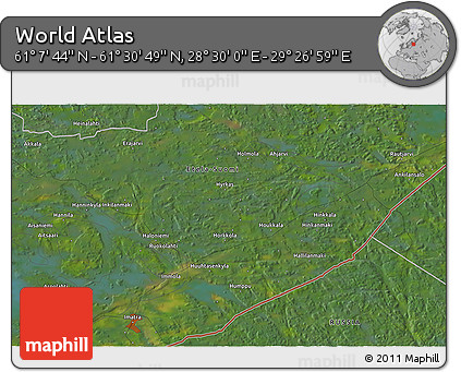 Satellite 3D Map of the Area around 61° 19' 16" N, 28° 58' 30" E