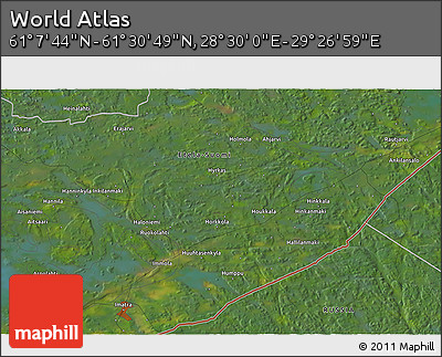 Satellite 3D Map of the Area around 61° 19' 16" N, 28° 58' 30" E
