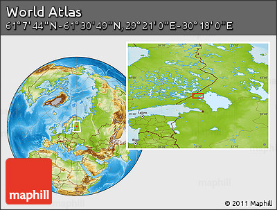 Physical Location Map of the Area around 61° 19' 16" N, 29° 49' 30" E