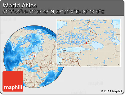 Shaded Relief Location Map of the Area around 61° 19' 16" N, 29° 49' 30" E
