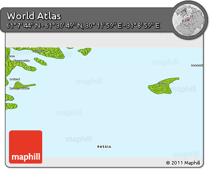 Physical 3D Map of the Area around 61° 19' 16" N, 30° 40' 29" E