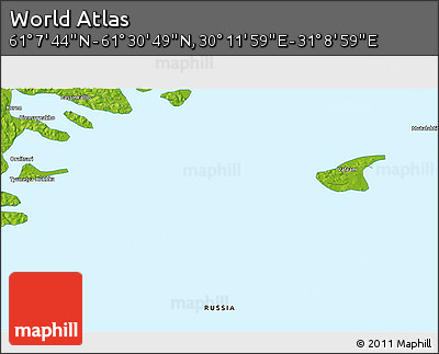 Physical 3D Map of the Area around 61° 19' 16" N, 30° 40' 29" E