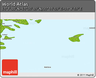 Physical 3D Map of the Area around 61° 19' 16" N, 30° 40' 29" E