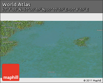 Satellite 3D Map of the Area around 61° 19' 16" N, 30° 40' 29" E