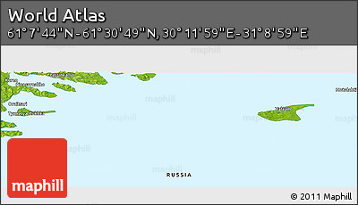 Physical Panoramic Map of the Area around 61° 19' 16" N, 30° 40' 29" E