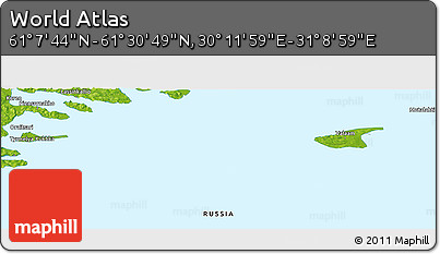 Physical Panoramic Map of the Area around 61° 19' 16" N, 30° 40' 29" E