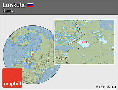 Savanna Style Location Map of Lunkula, hill shading