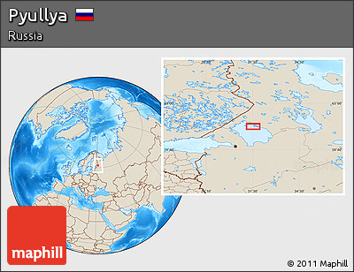 Shaded Relief Location Map of Pyullya