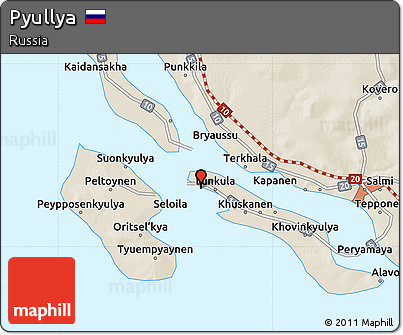 Shaded Relief Map of Pyullya