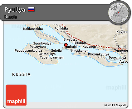 Shaded Relief Panoramic Map of Pyullya