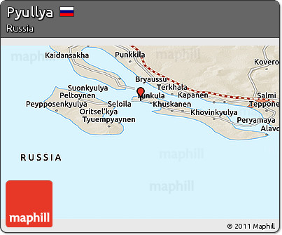 Shaded Relief Panoramic Map of Pyullya