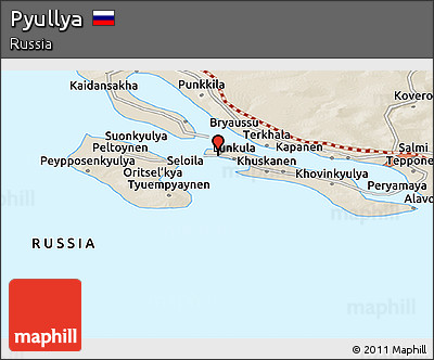 Shaded Relief Panoramic Map of Pyullya