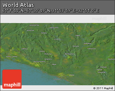 Satellite 3D Map of the Area around 61° 19' 16" N, 32° 22' 30" E