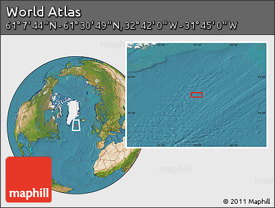 Satellite Location Map of the Area around 61° 19' 16" N, 32° 13' 30" W