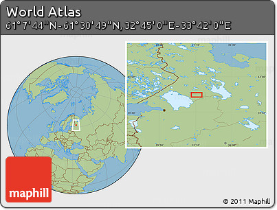 Savanna Style Location Map of the Area around 61° 19' 16" N, 33° 13' 30" E