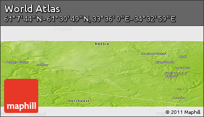 Physical Panoramic Map of the Area around 61° 19' 16" N, 34° 4' 30" E