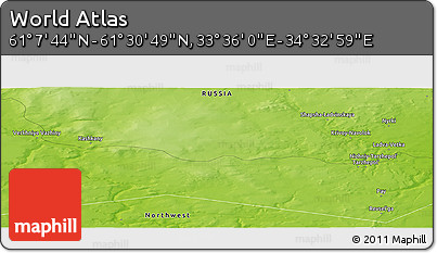 Physical Panoramic Map of the Area around 61° 19' 16" N, 34° 4' 30" E