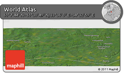 Satellite Panoramic Map of the Area around 61° 19' 16" N, 34° 4' 30" E