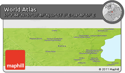 Physical Panoramic Map of the Area around 61° 19' 16" N, 38° 19' 30" E
