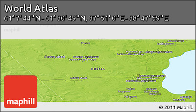 Physical Panoramic Map of the Area around 61° 19' 16" N, 38° 19' 30" E