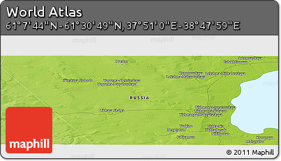 Physical Panoramic Map of the Area around 61° 19' 16" N, 38° 19' 30" E