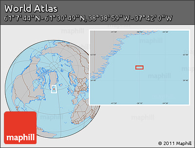 Gray Location Map of the Area around 61° 19' 16" N, 38° 10' 29" W