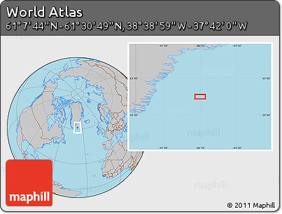 Gray Location Map of the Area around 61° 19' 16" N, 38° 10' 29" W