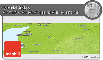 Physical Panoramic Map of the Area around 61° 19' 16" N, 39° 10' 29" E