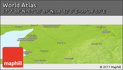 Physical Panoramic Map of the Area around 61° 19' 16" N, 39° 10' 29" E