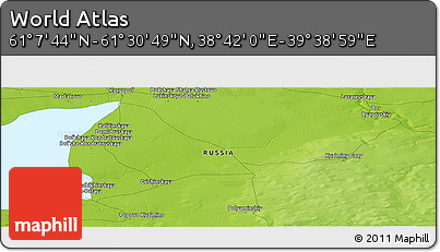 Physical Panoramic Map of the Area around 61° 19' 16" N, 39° 10' 29" E