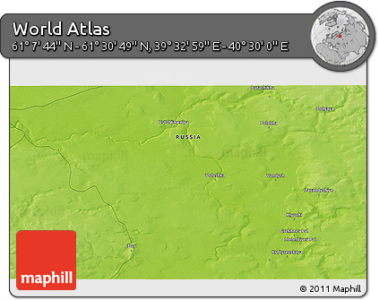Physical 3D Map of the Area around 61° 19' 16" N, 40° 1' 29" E