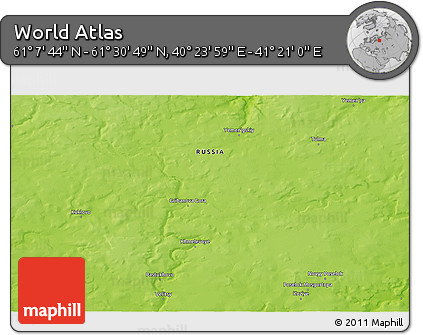 Physical 3D Map of the Area around 61° 19' 16" N, 40° 52' 30" E