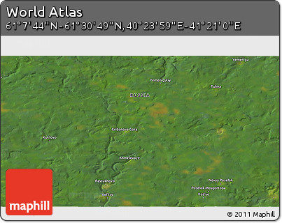 Satellite 3D Map of the Area around 61° 19' 16" N, 40° 52' 30" E