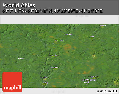 Satellite 3D Map of the Area around 61° 19' 16" N, 40° 52' 30" E
