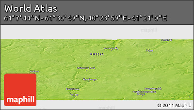Physical Panoramic Map of the Area around 61° 19' 16" N, 40° 52' 30" E