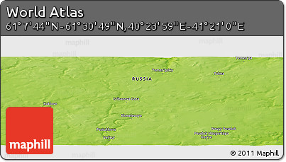 Physical Panoramic Map of the Area around 61° 19' 16" N, 40° 52' 30" E