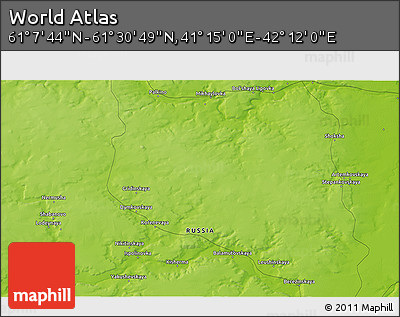 Physical 3D Map of the Area around 61° 19' 16" N, 41° 43' 30" E