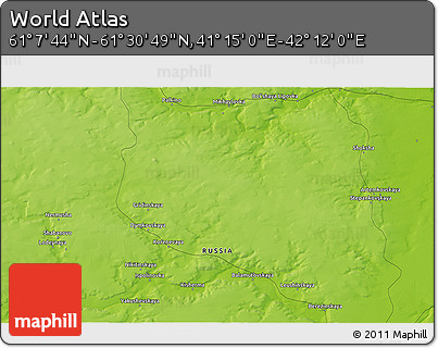 Physical 3D Map of the Area around 61° 19' 16" N, 41° 43' 30" E