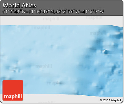 Physical 3D Map of the Area around 61° 19' 16" N, 41° 34' 30" W