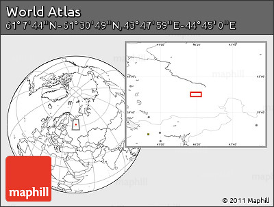 Blank Location Map of the Area around 61° 19' 16" N, 44° 16' 29" E